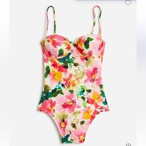 NWT J. Crew Balconette underwire one-piece swimsuit in floral